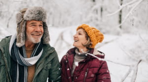 Man and woman on a winter walk